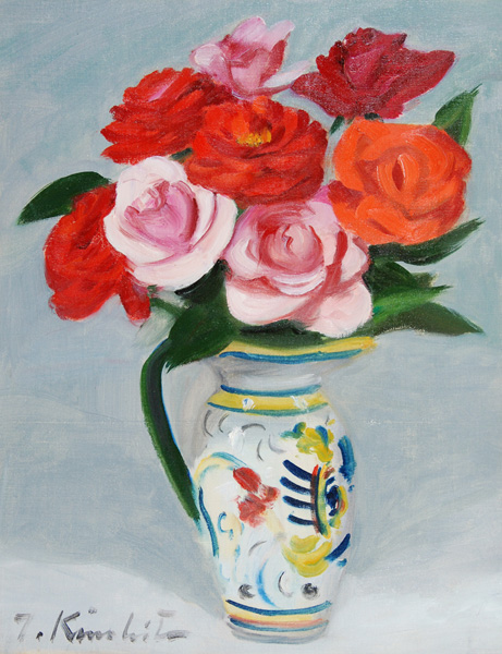 木下孝則 「ばら」 花 油彩画 作者サイン入 額付 日動画廊 25.11.30