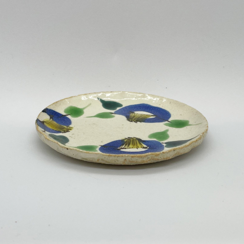 虚空蔵窯】九谷焼豆皿 福々椿 青