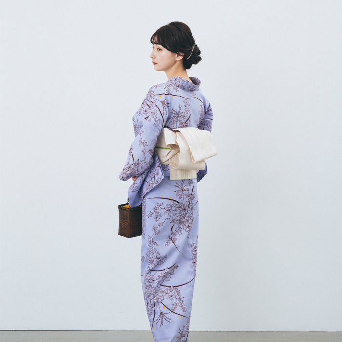 kifkif×古今 浴衣 蟷螂 カマキリ （藤色） 仕立て上がり 日本製