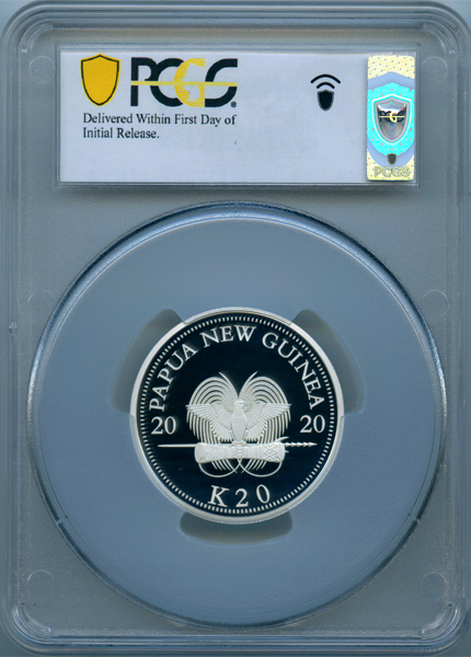 パプアニューギニア 極楽鳥 2020年 20キナ(2オンス) 銀貨 PCGS