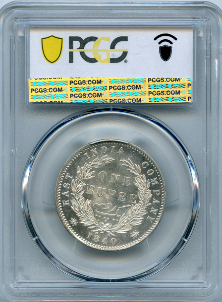 英領インド ヴィクトリア 1840(CorB) ルピー 銀貨 PCGS MS62+ | ARK