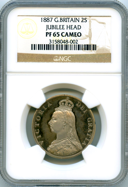 イギリス ヴィクトリア ジュビリーヘッド 1887年 フローリン 銀貨 NGC