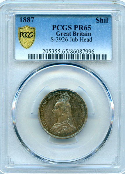 イギリス ヴィクトリア ジュビリーヘッド 1887年 シリング 銀貨 PCGS