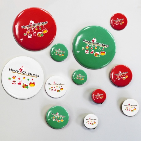 S0019-0004｜クリスマス 缶バッジ merry christmas カラー｜飲食店用品
