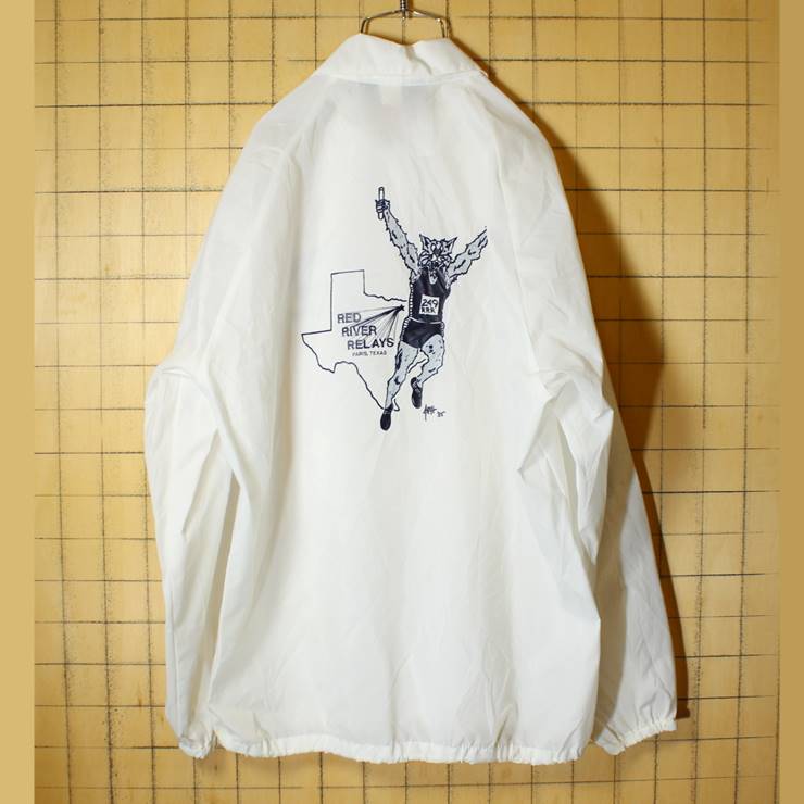 USA製 80s Pla-Jac ナイロン コーチジャケット ホワイト 白 メンズL