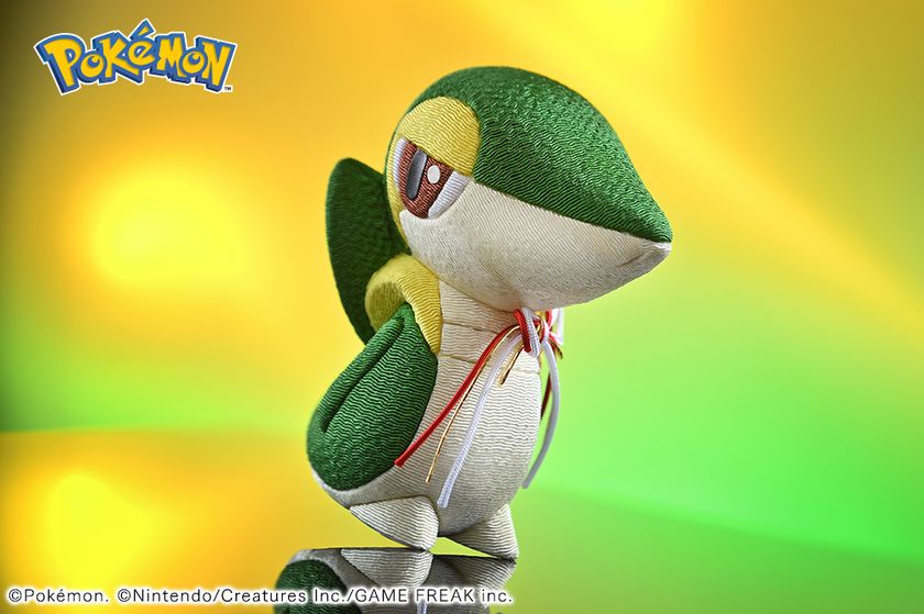 ポケモンの江戸木目込人形 大人気ポケモン「ツタージャ」と伝統工芸の