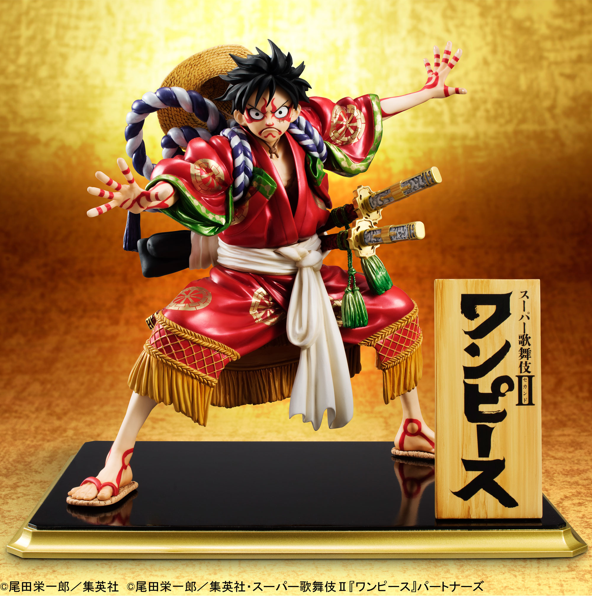 美品 貴重品 入手困難 ワンピース 隈取りルフィ 高級複製原画 歌舞伎