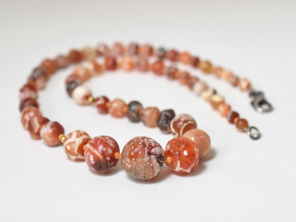 2210】古代インダスエッチドカーネリアン幾何学紋様Mixビーズ