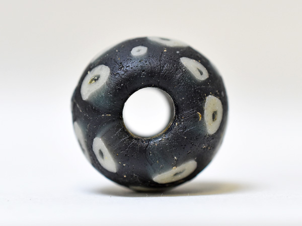 2307】イスラム半透明グレー多眼芯巻大玉【とんぼ玉】【蜻蛉玉