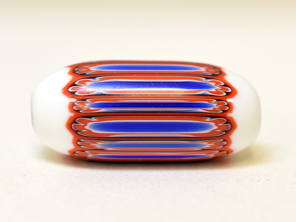 トレードビーズ ベネチア製 巨大5層赤シェブロン玉 No.1409011