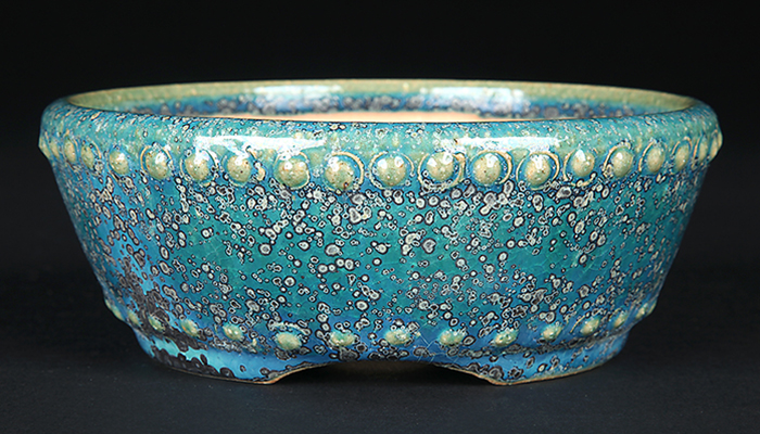 鴻陽織部釉鋲打丸鉢 | 盆栽、盆栽書籍、盆栽鉢の通販│近代出版