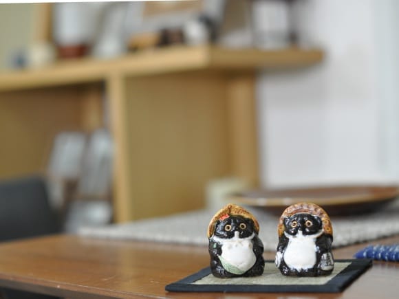 信楽焼 宗陶苑 夫婦たぬき 高さ約32cm 信楽焼 宗陶苑 夫婦たぬき 高さ