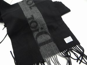 Christian Dior ディオール ウール×カシミア ロゴ マフラー ブラック