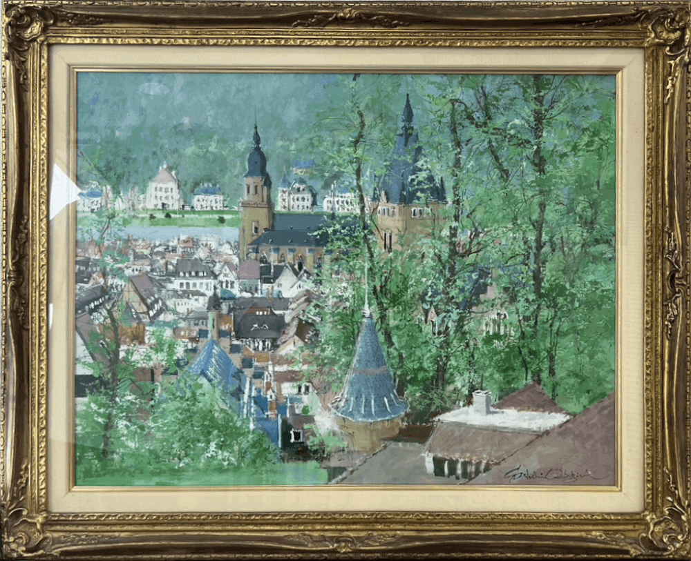 絵画 小田切訓 運河沿いの並木 美品 75/250 絵画 小田切訓 運河沿い