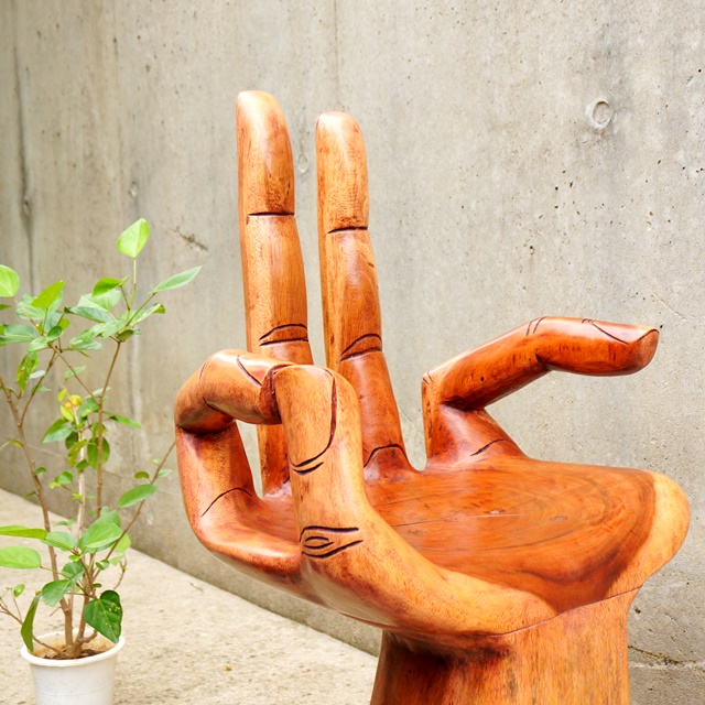 ハンドチェア 仏手 木製 手の形 椅子 左手
