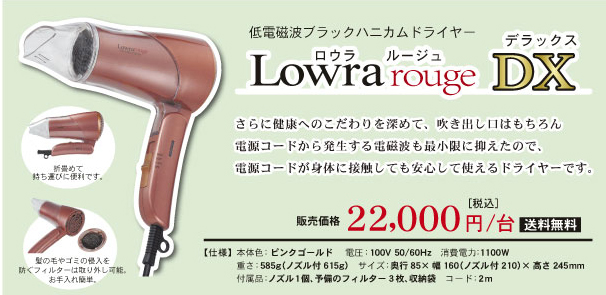 バンユウ低電磁波ブラックハニカムドライヤーロウラルージュデラックス