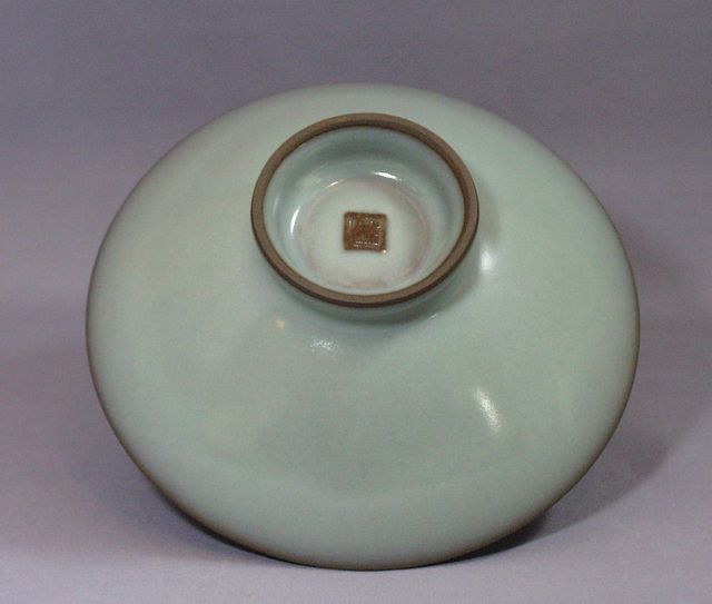 松林廣 青瓷輪花鉢 共箱 骨董 飾皿 飾り皿 鉢 菓子器 松林廣 青瓷輪花