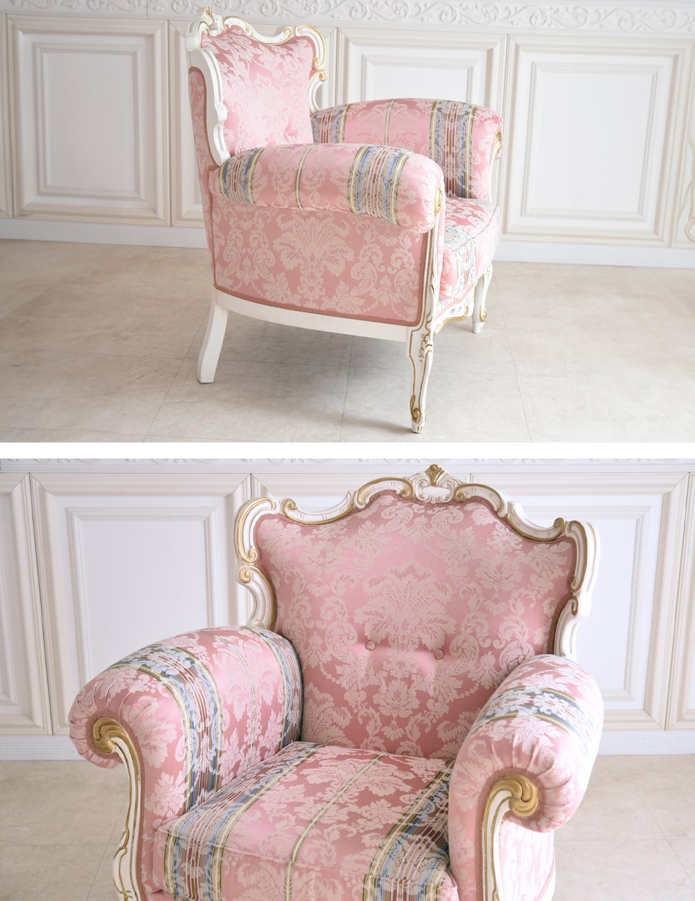 イタリア製 ロココ アントワネット 1人掛けソファ(1P) 幅90cm | ロココ