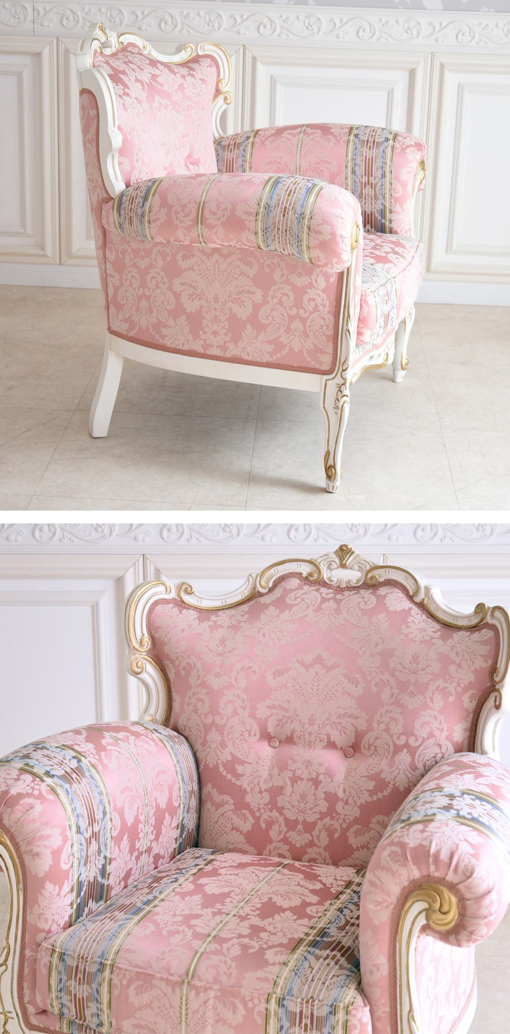 イタリア製 ロココ アントワネット 1人掛けソファ(1P) 幅90cm | ロココ