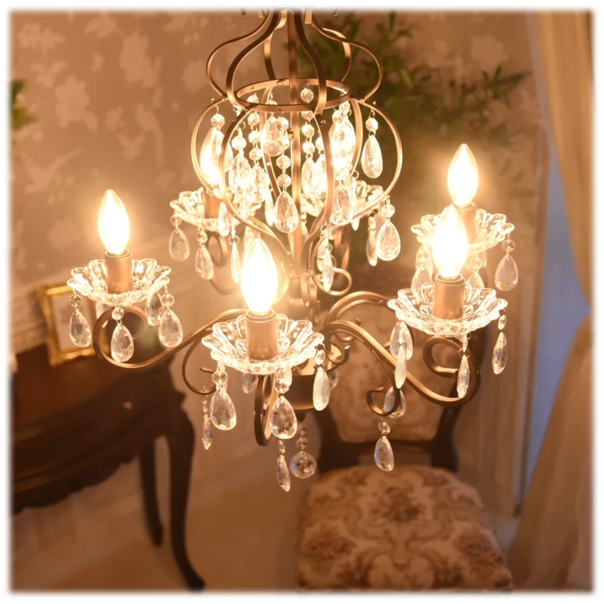 LED電球付 6灯 シャンデリア オールドブリテン 簡単取付 幅53cm