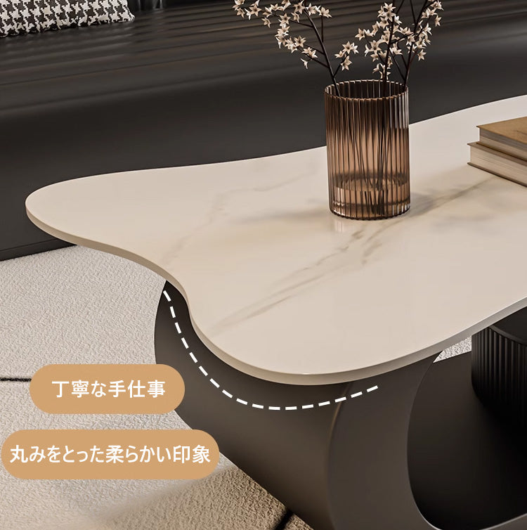 セラミック天板のコーヒーテーブル｜引き出し収納付き fel-1957