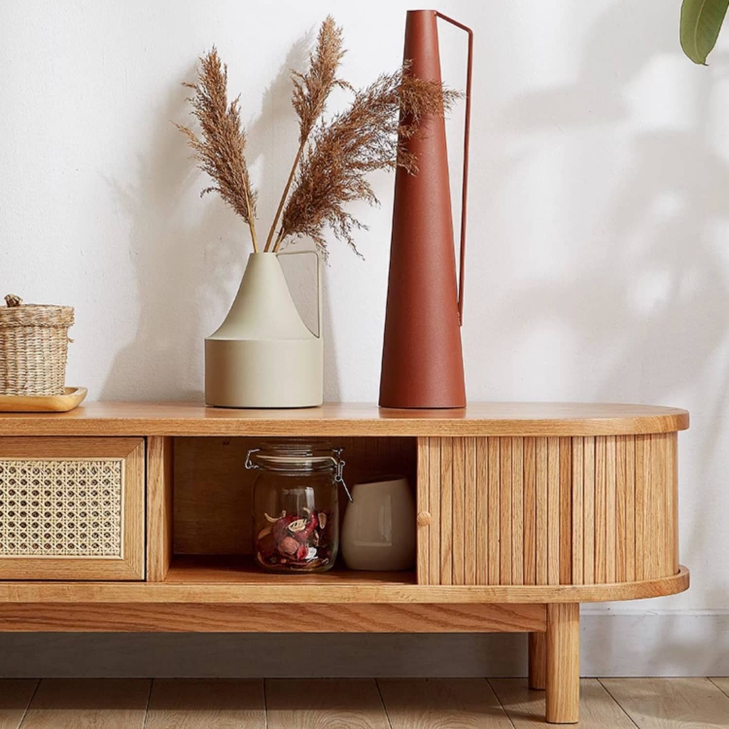 TVボード おしゃれなラタン素材+アッシュ材のテレビボード htb-1760