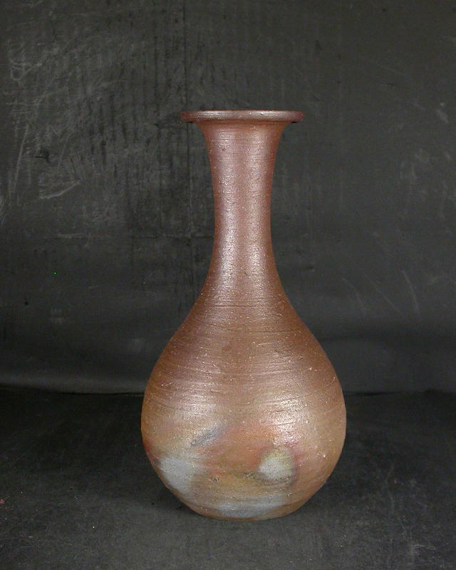 末石泰節 備前焼 窯変耳付花入 合箱合布栞 花器 フラワーベース 花瓶 置物