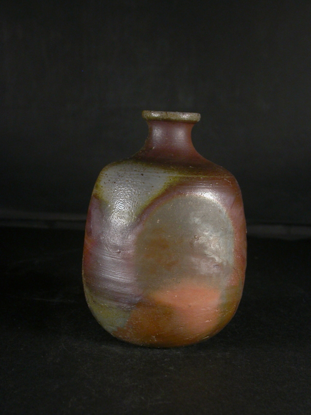 備前焼 登窯 備前焼ベテラン作家 奥本 健一 共箱付き窯変徳利1 備前焼