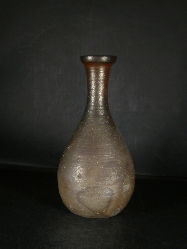 武田真】備前焼 花入 備前花入 箱付き 桟切 さんぎり なつめ花入 最大