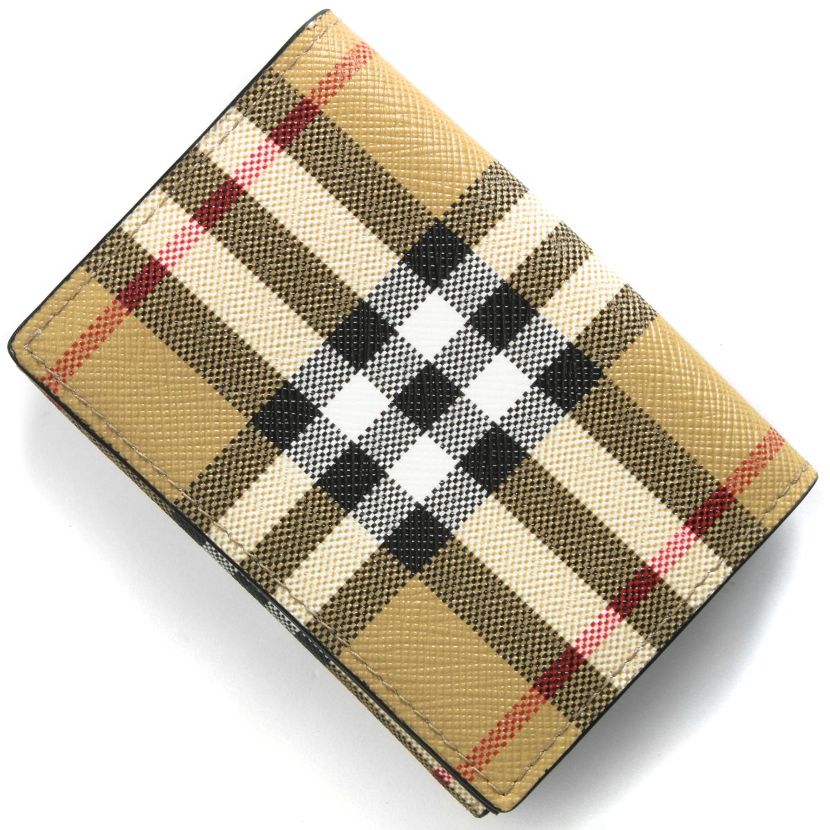 Burberry ギンガムチェック 三つ折り財布 ブラック/ベージュ BURBERRY