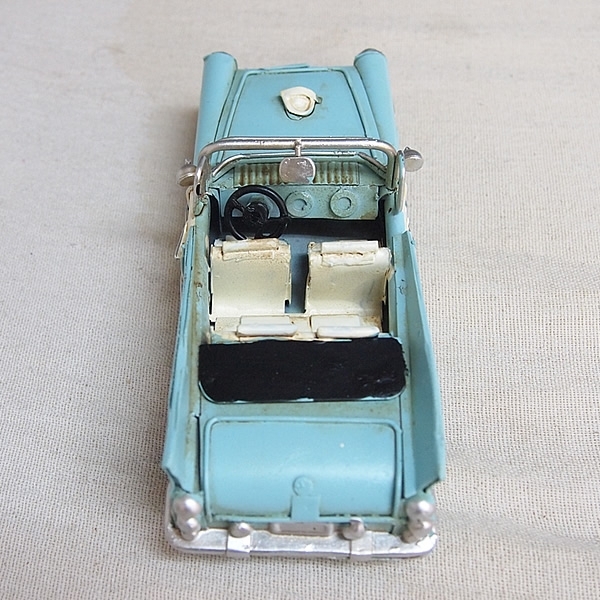 ブリキの車 クラシックオープンカー(旧車)／ライトブルー(Sサイズ