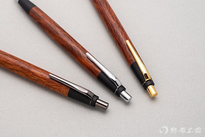 新品未使用 野原工芸 新型シャープペンシル ゴールド金具 ハカランダ