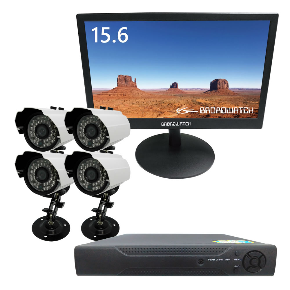 レガシー防犯カメラ】赤外線屋外カメラ4台＋モニター＋録画機500GB