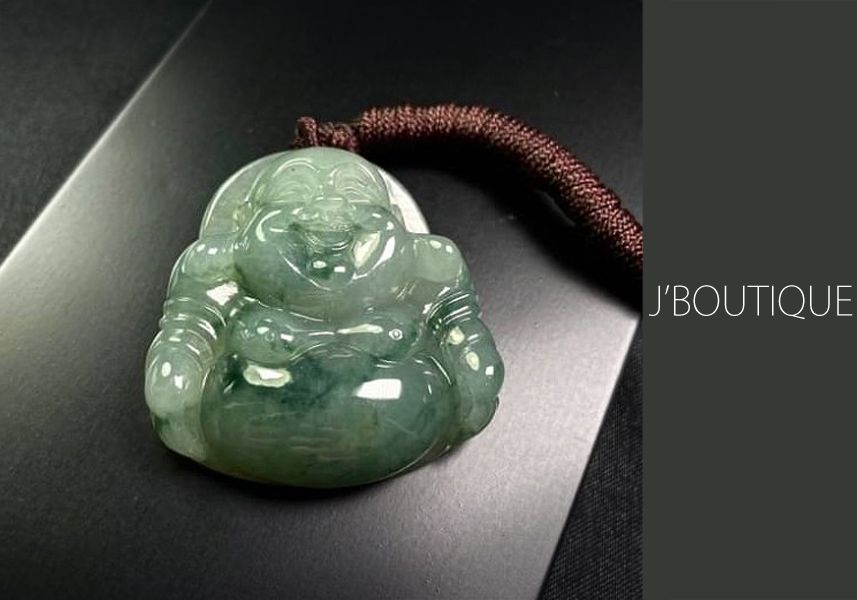 ミャンマー産天然無処理翡翠 布袋様 仏像 ペンダント 手石