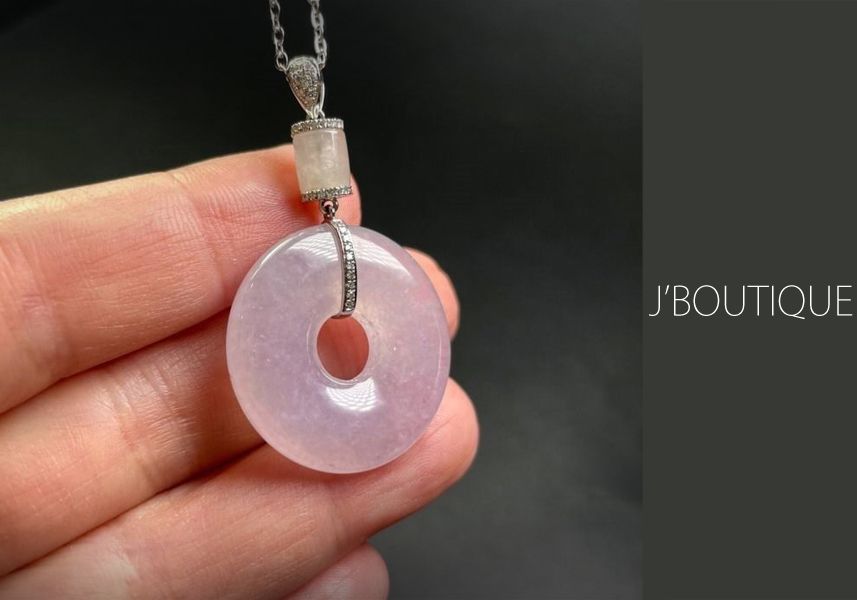 ミャンマー産天然無処理翡翠 玉環 ドーナツ ジュエリー ペンダント 淡