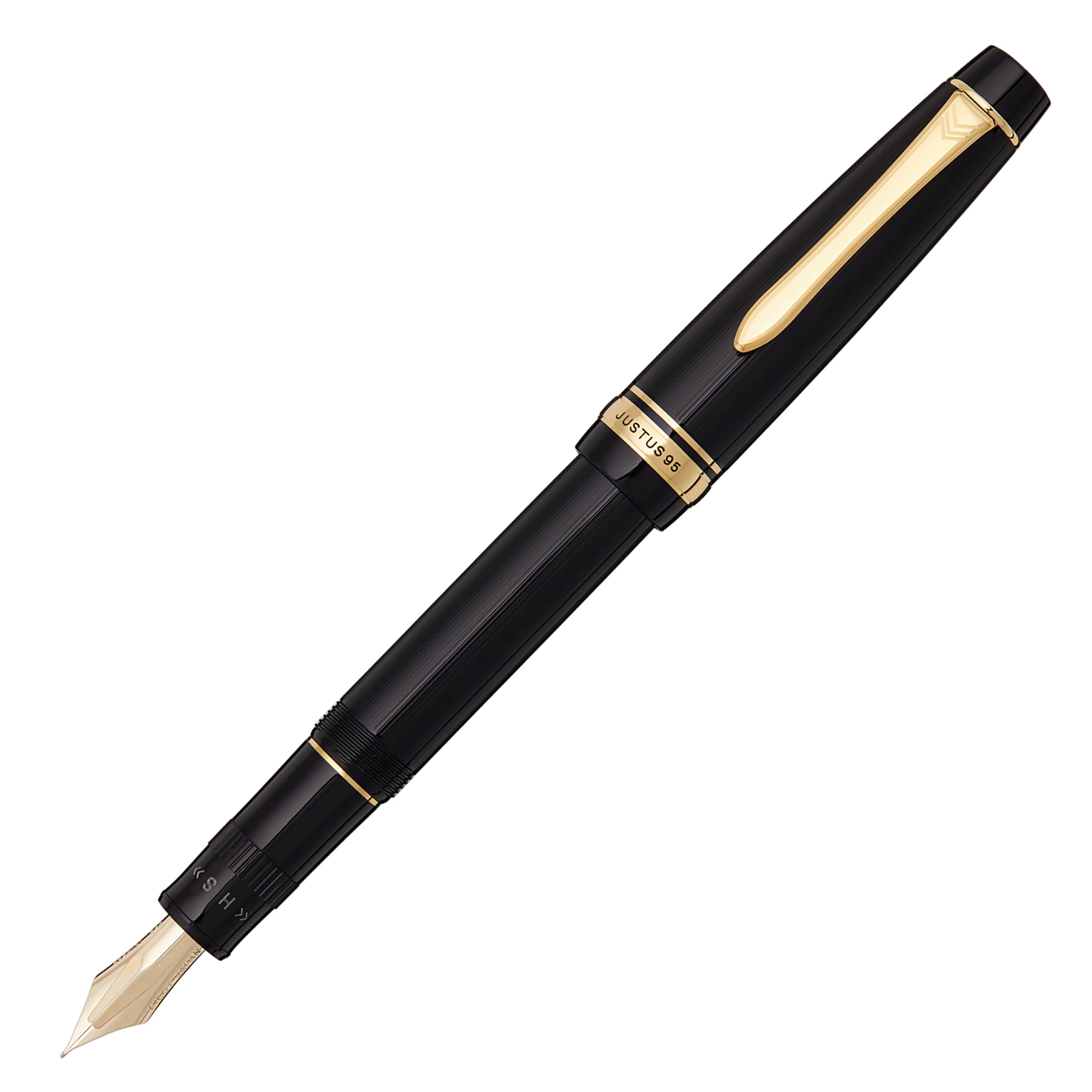 Pilot Justus 95 Fountain Pen - Black/Gold - The Goulet Pen Company