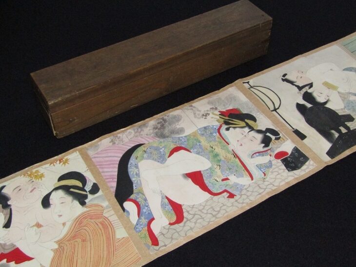 春画」◇全10画◇ 枕絵 巻物 紙本：浮世絵 春画」◇全10