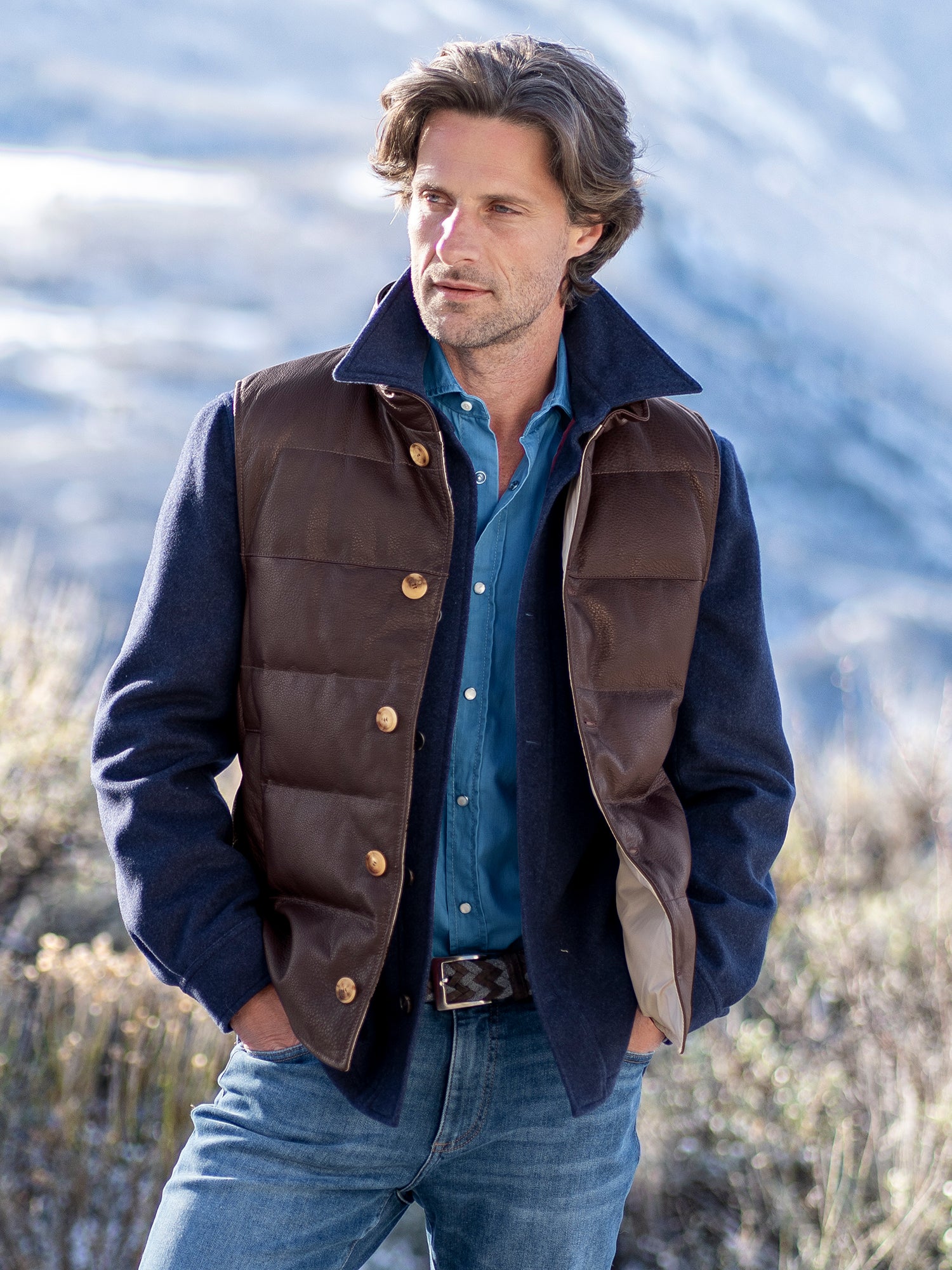 NUTEMPEROR PU LEATHER PUFFER DOWN VEST NUTEMPEROR PU LEATHER