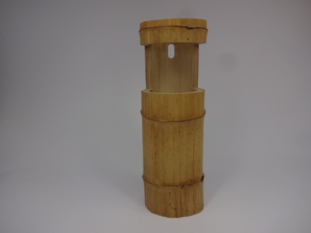 茶道具 花入シボ竹 三ッ節竹一重花入 宗秦作 茶道具・古道具・古美術