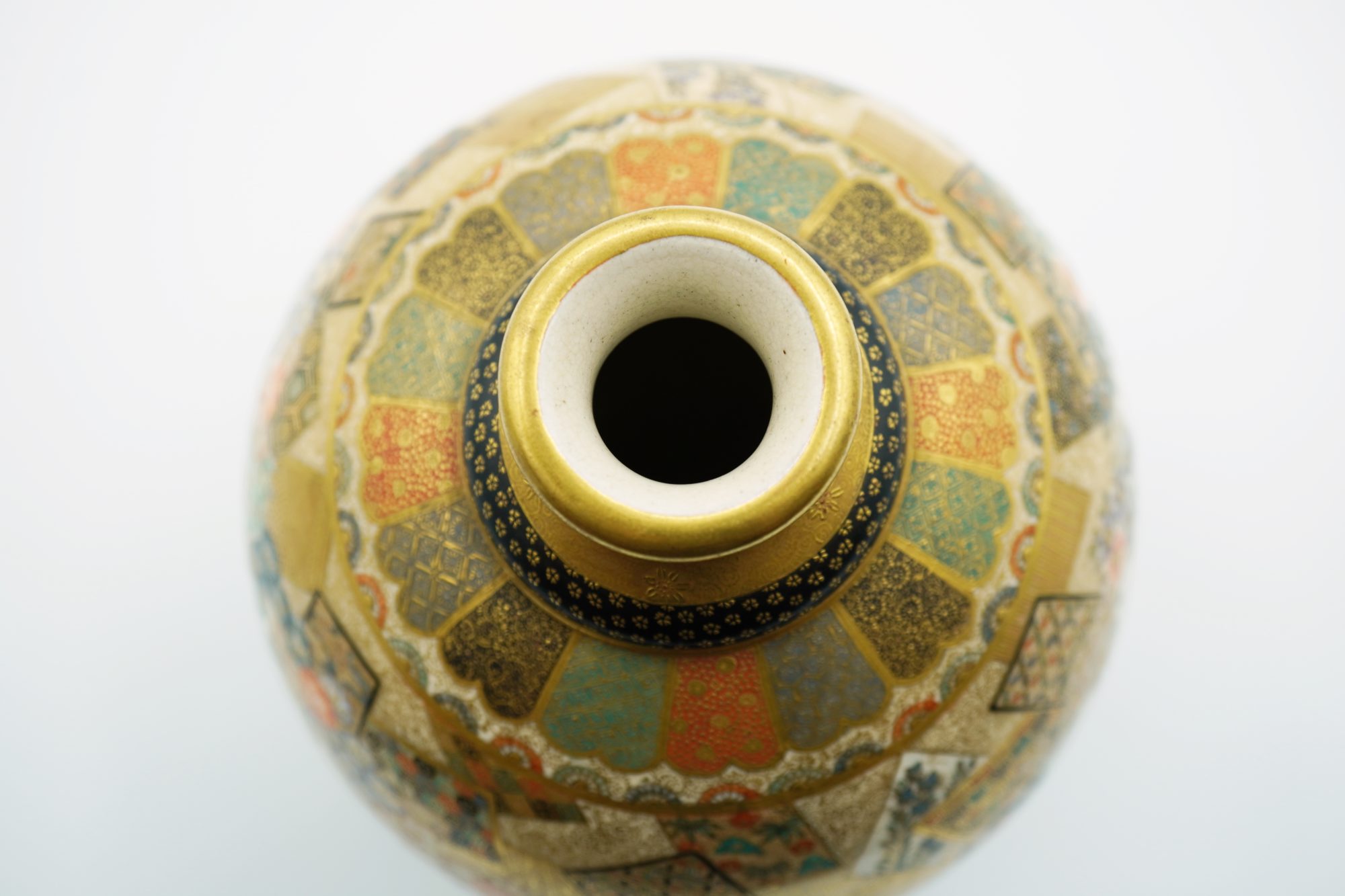 明治極上工芸 京薩摩錦光山花入 高さ9.5㎝ 東Y7-0819⭐︎2F 明治極上