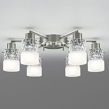 6灯ガラスシャンデリア 〜10畳・調光調色・モダンデザイン｜Bluetooth