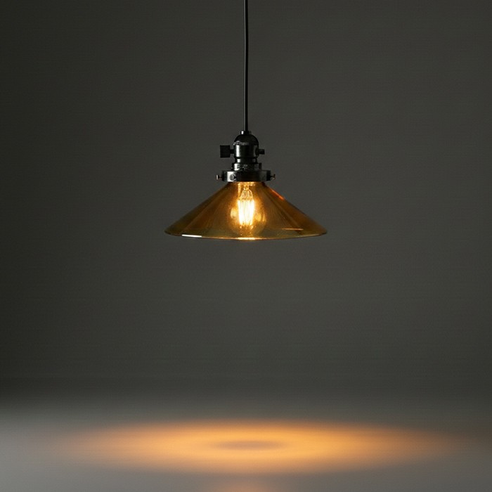 昭和レトロ ラジオソケット ペンダントライト｜アンバー｜照明の