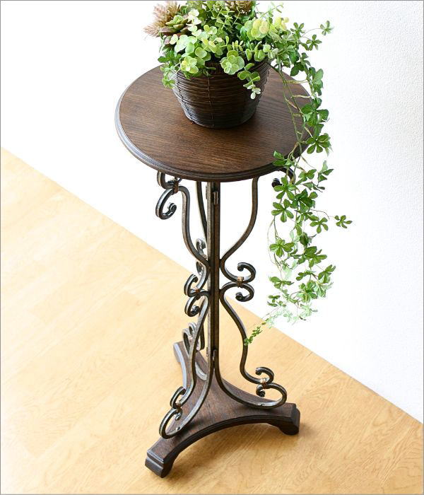 フラワースタンド 木製 花台 おしゃれ アンティーク アイアンとウッド