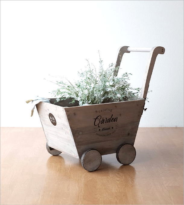 フランス アンティーク ホワイト ペイント カート 手押し車 花車