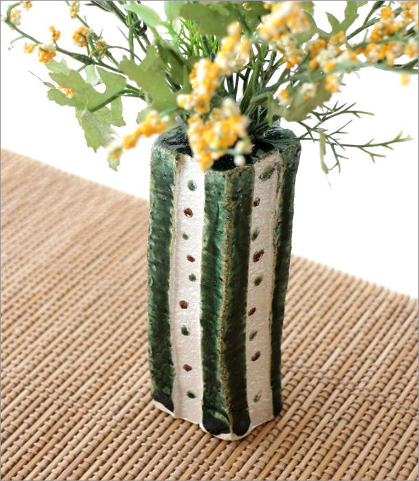 江戸時代 織部 花瓶 井戸桶に似せた花器 12.7×12.6×10cm 箱