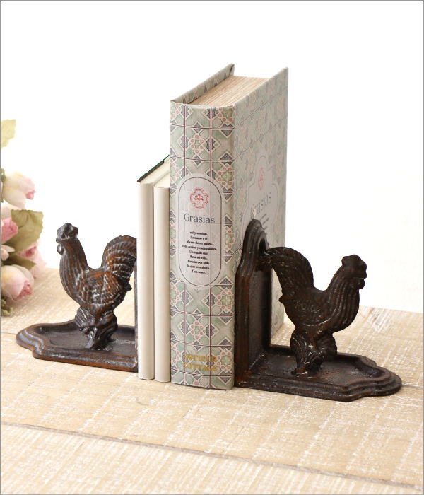 ブックエンド サイ 木彫 アンティーク レトロ 動物 アニマル ブック