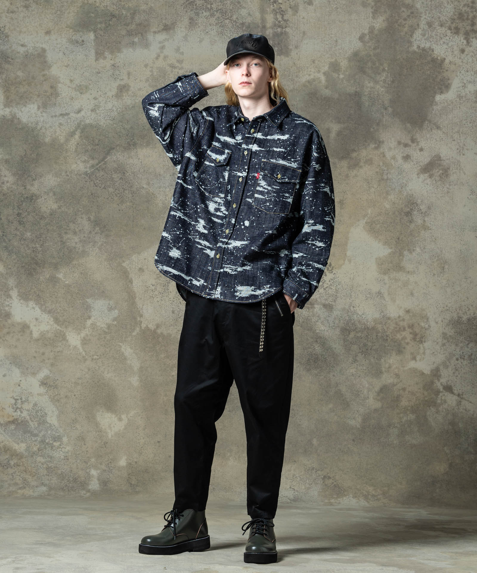 GB0125/SH11 : Splash Jacquard Denim Shirt / スプラッシュジャガード