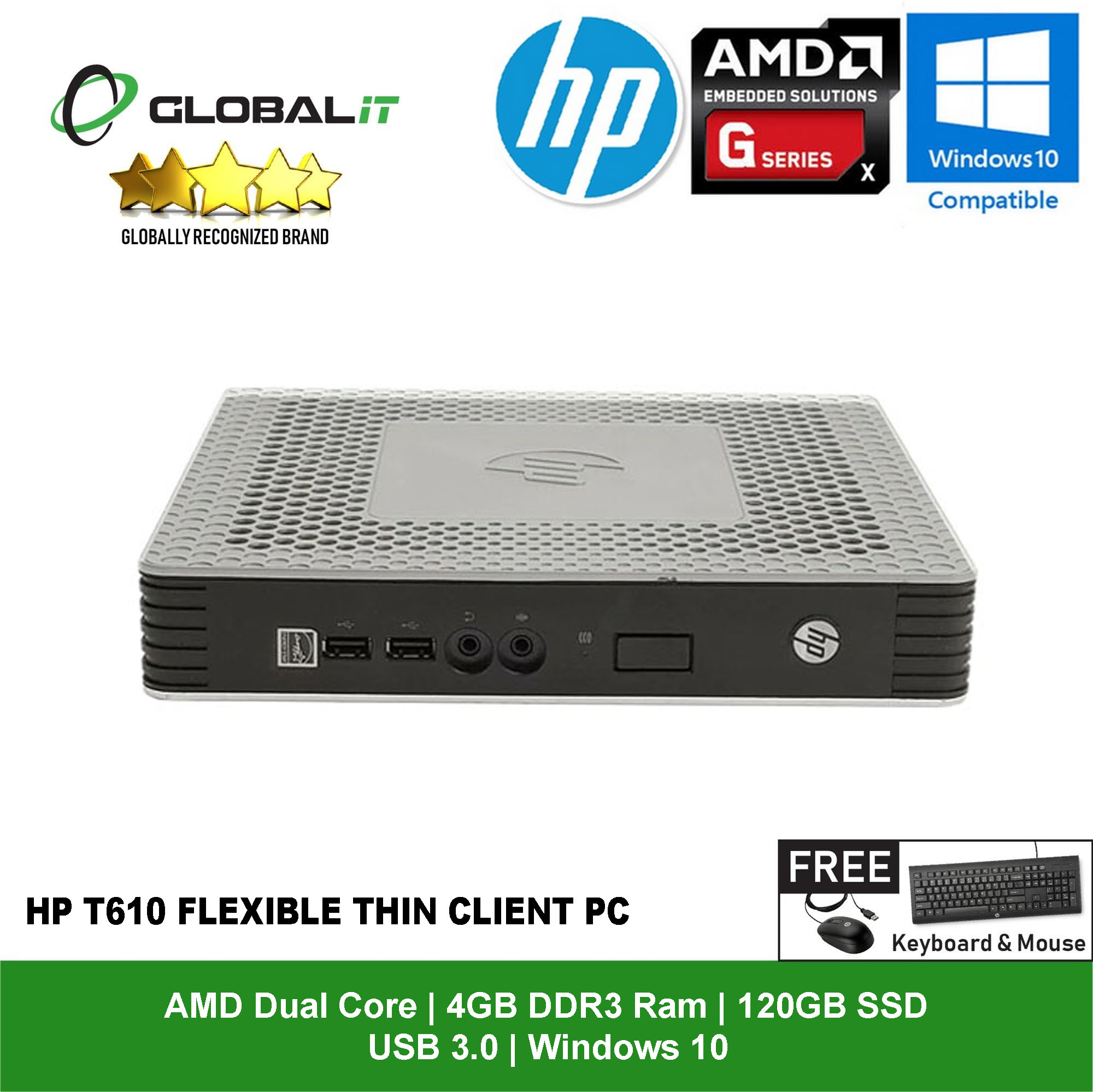 HP T610 Flexible Thin Client PC AMD Dual Core / Windows 10