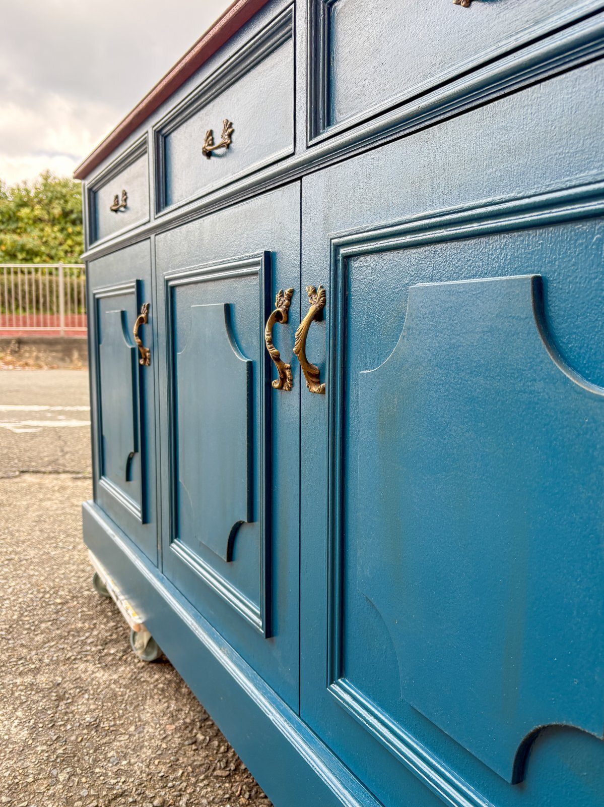 1940年代のアンティーク ガラスキャビネット（グレー） フランス