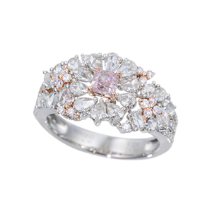 GSTV パラジウムシルバー950天然ホワイトジルコン Miaブローチ GSTV